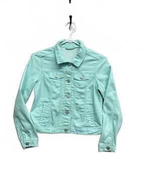 Wonder Nation Light Green Girls Denim Jacket Size L 10-12